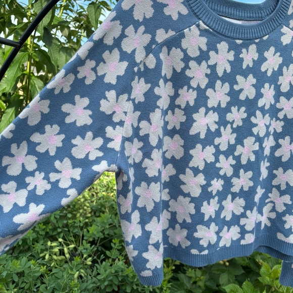 Spiritual Gangster Floral Jacquard Boxy Raglan Pullover size medium - Picture 3 of 6